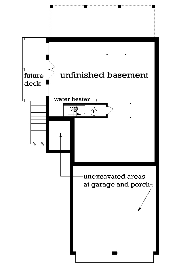 Unfinished Walk-out Basement Foundation image of Mountain Aire - 1005 House Plan
